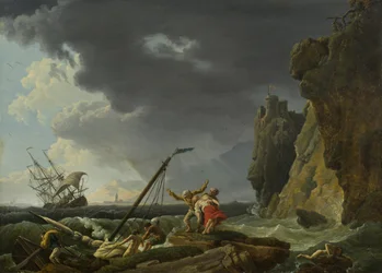 Naufragio su una costa rocciosa, senza data